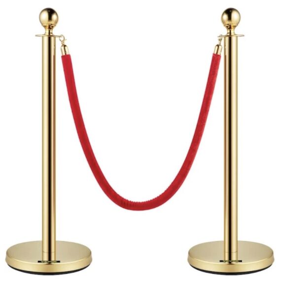 Stanchion - Gold, Red Rope