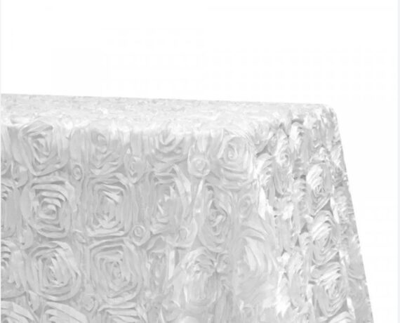 Tablecloth, White Rosette - 90" x 156"