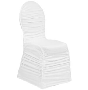 Chair Cover - White, Spandex - Ruched #605