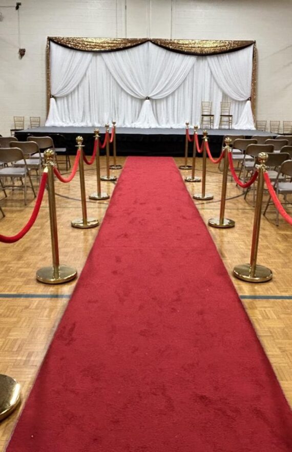 Stanchion - Gold, Red Rope