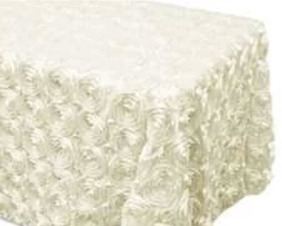 Tablecloth, Ivory Rosette - 90" x 156"
