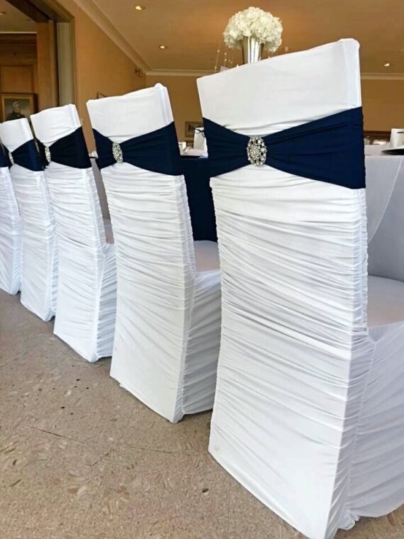 Chair Cover - White, Spandex - Ruched #605