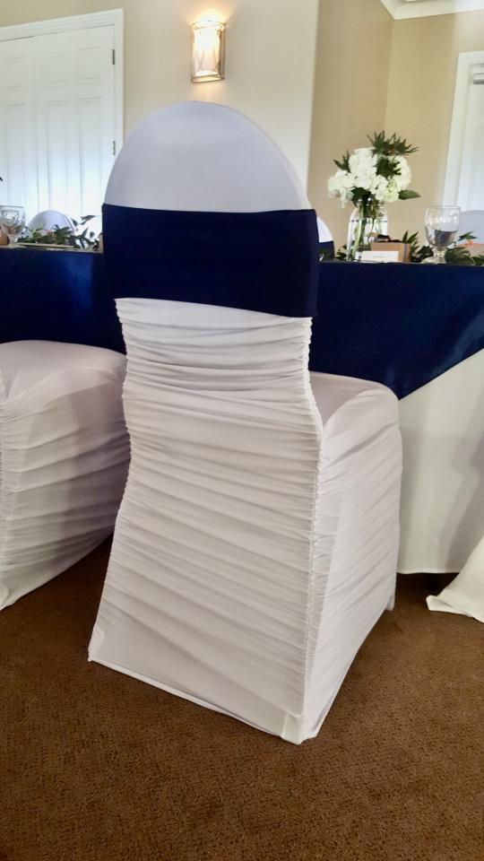 Chair Cover - White, Spandex - Ruched #605