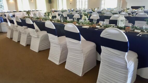 Chair Cover - White, Spandex - Ruched #605