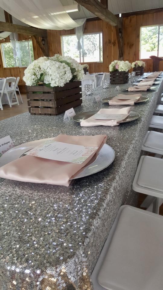 Tablecloth, Silver Sequin - 90" x 156"