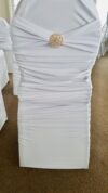 Chair Cover - White, Spandex - Ruched w/ Sash #606