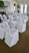 Chair Cover - White, Spandex - Ruched w/ Sash #606