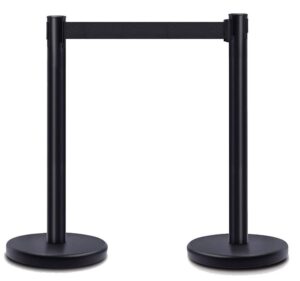 Stanchion - Black, Retractable (5ft Rope)