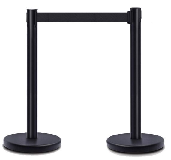 Stanchion - Black, Retractable (5ft Rope)